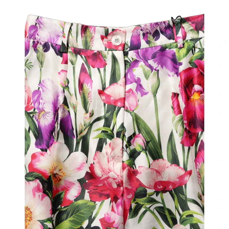 Dolce & Gabbana Multicolor Floral Print Tapered Trouser Pants Silk Viscose - Women