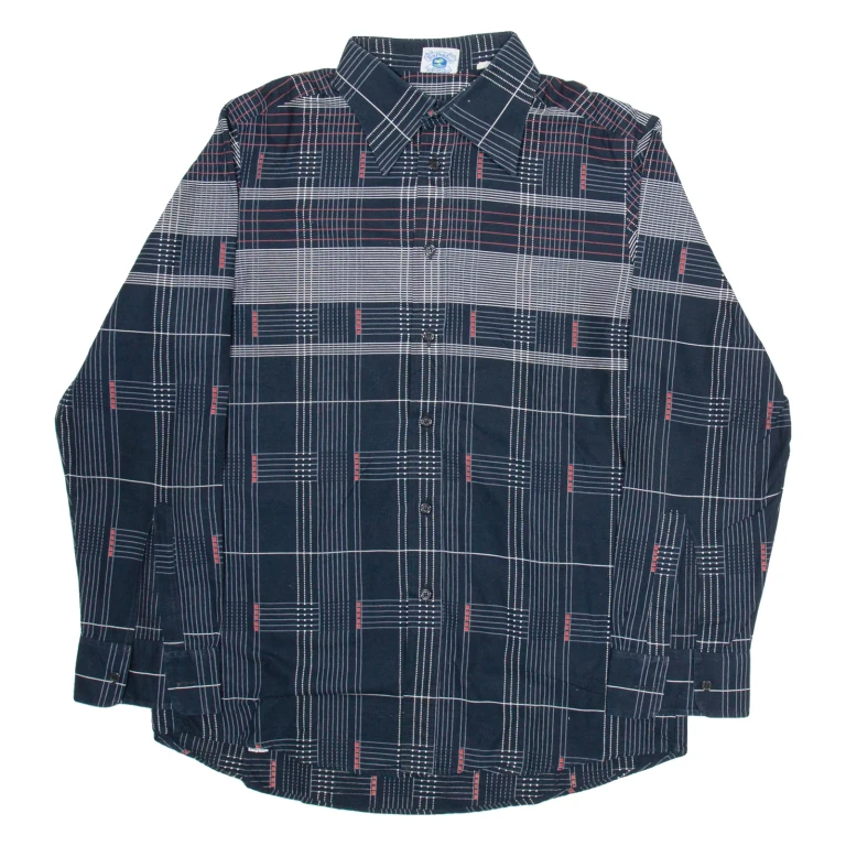 BARBADOS Mens Shirt Black Check Long Sleeve M