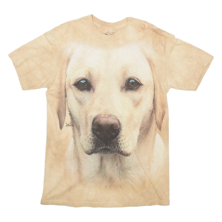 THE MOUNTAIN Golden Retriever Mens T-Shirt Beige M