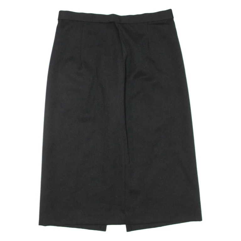 Womens Pencil Skirt Black Midi Wool M