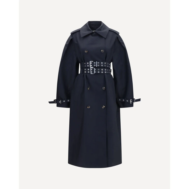GANNI Double-breasted cotton Trench Coat with double belt Female 34