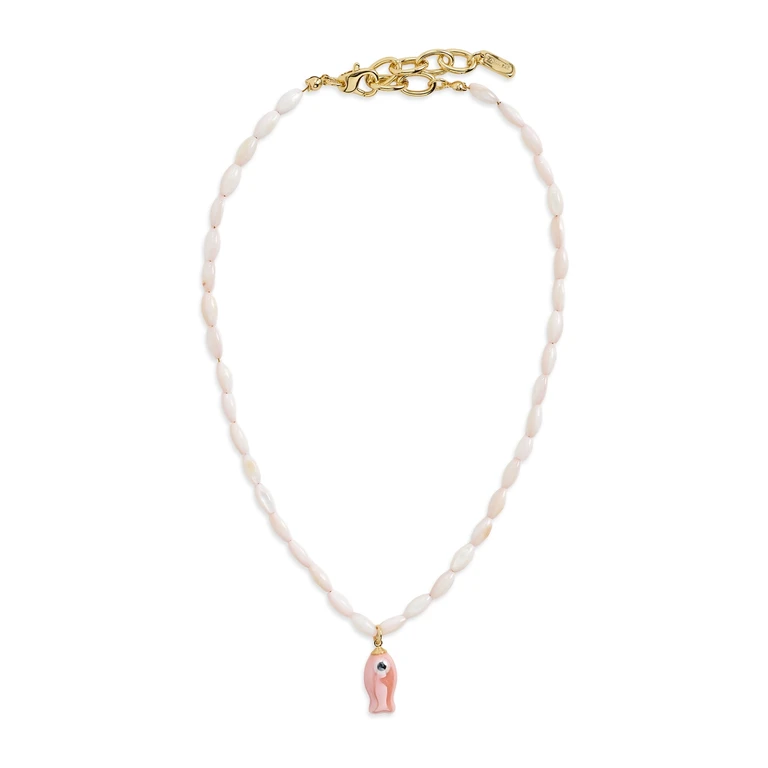 Logan Tay Light Pink Beaded Fish Necklace Pink One Size