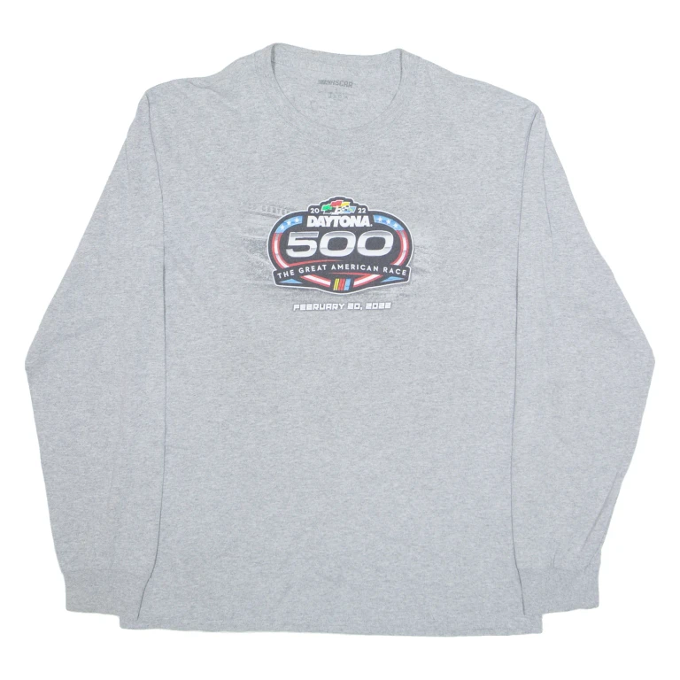 NASCAR Daytona 500 Mens T-Shirt Grey Long Sleeve USA L