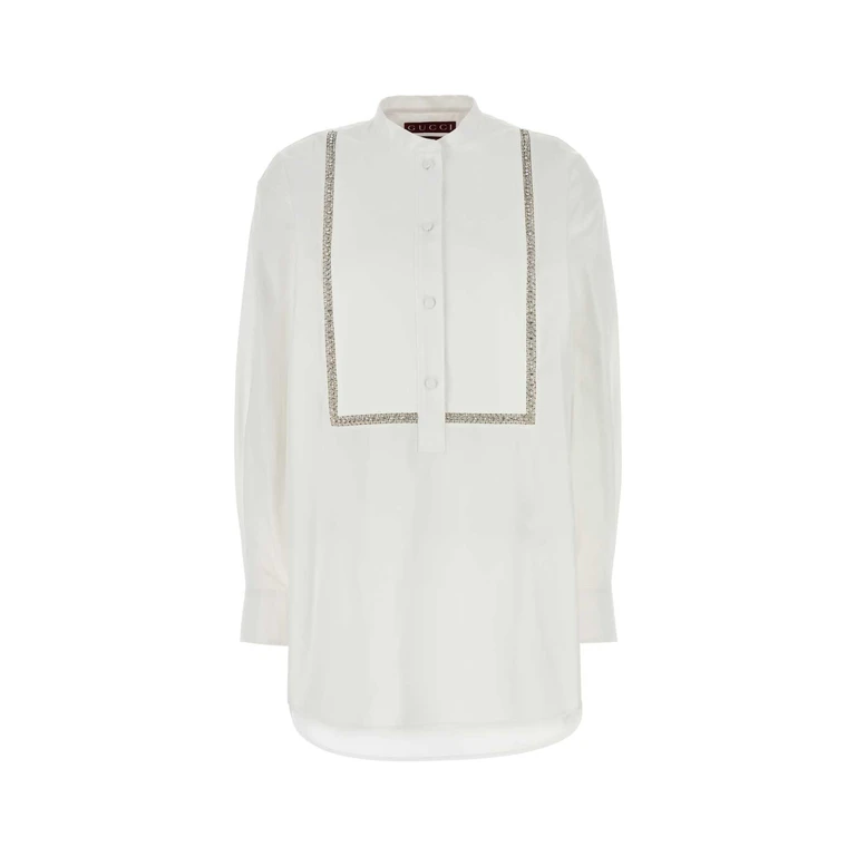 Gucci White Poplin Shirt Whitemix Exterior: Cotton Camicie - Women