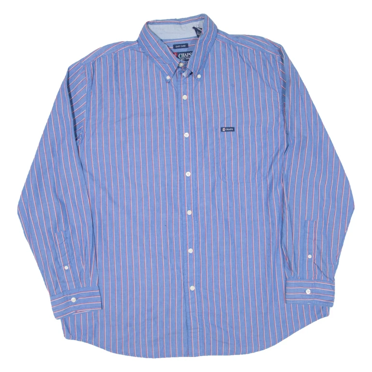 CHAPS Mens Shirt Blue Striped Long Sleeve XL