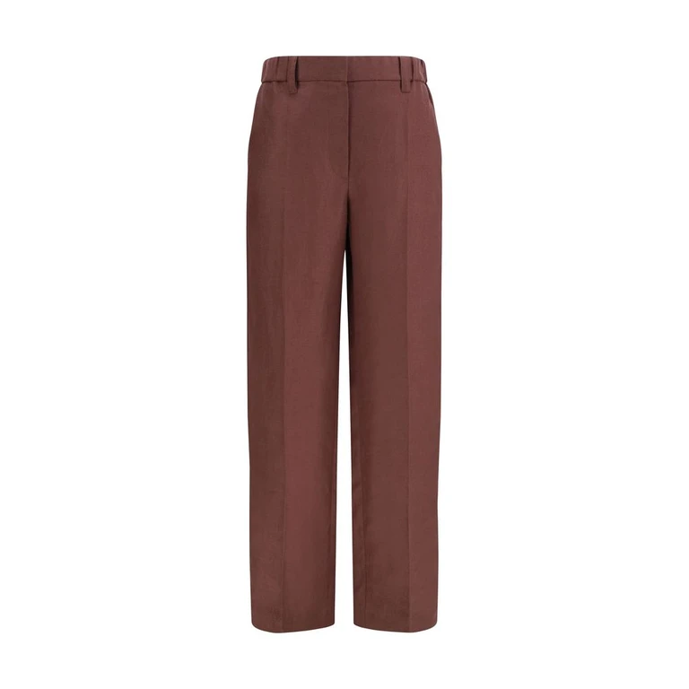 Brunello Cucinelli Brown Linen Casual Pants - Women