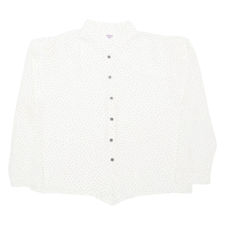 YESSICA Womens Shirt White Spotted Long Sleeve M