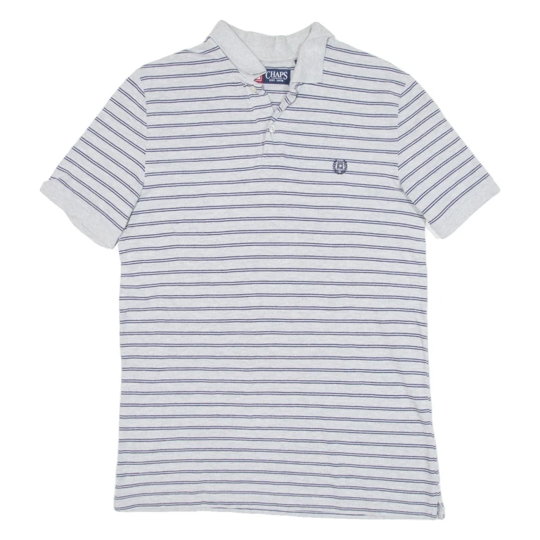 CHAPS Mens Polo Shirt Grey Striped S