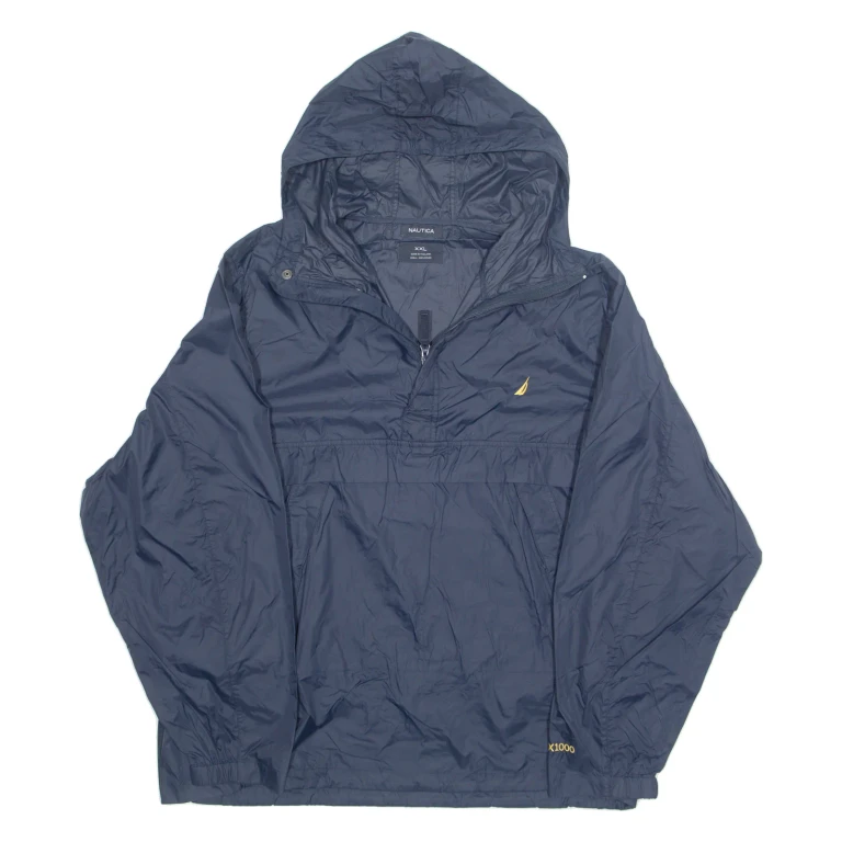 NAUTICA Mesh Lined Pullover Mens Rain Jacket Blue Hooded 2XL