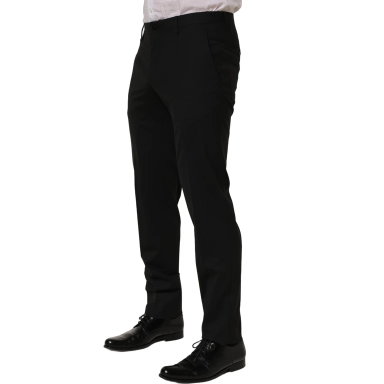 Black Wool Skinny Leg Dress Men Trouser Pants Virgin Elastane - Men