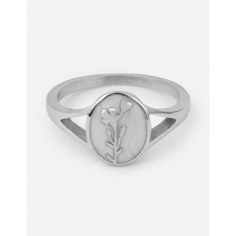 Silver Wildflower Signet Ring