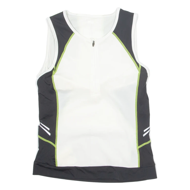 CRANE Cycling Womens Jersey White Sleeveless 1/4 Zip S