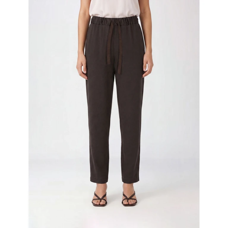Cotton Blend Skinny Trousers with Drawstring Waist (Y6SM40V220)