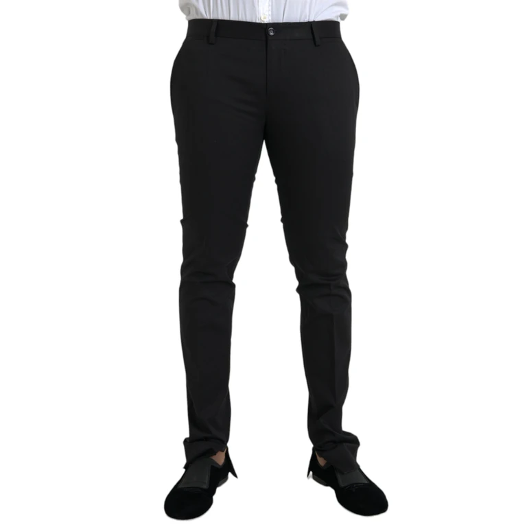 Dolce & Gabbana Black Cotton Stretch Skinny Dress Pants Elastane - Men