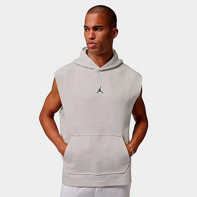 Nike Men's Jordan Sport Hoop Fleece Dri-FIT Sleeveless Pullover Hoodie in Grey Heather/Pale Grey/Black Size: XS