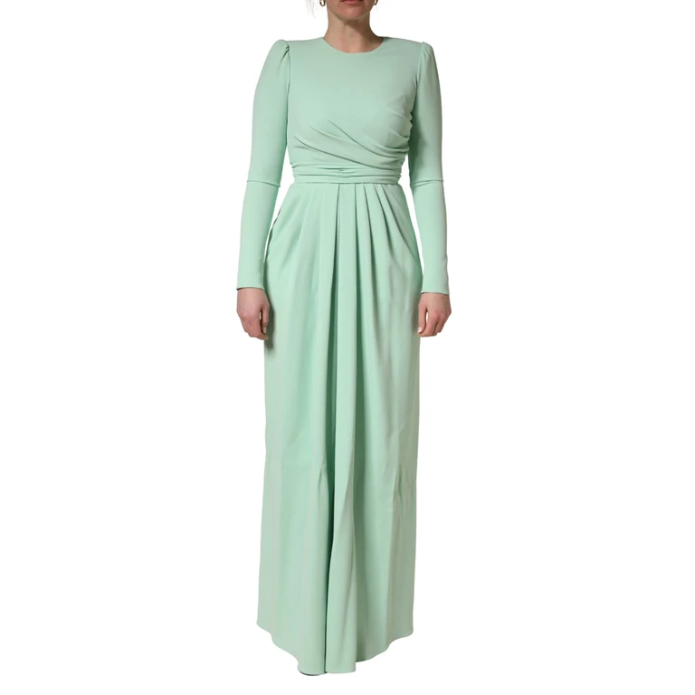 Dolce & Gabbana Green Viscose Long Sleeves Gown Dress Elastane - Women