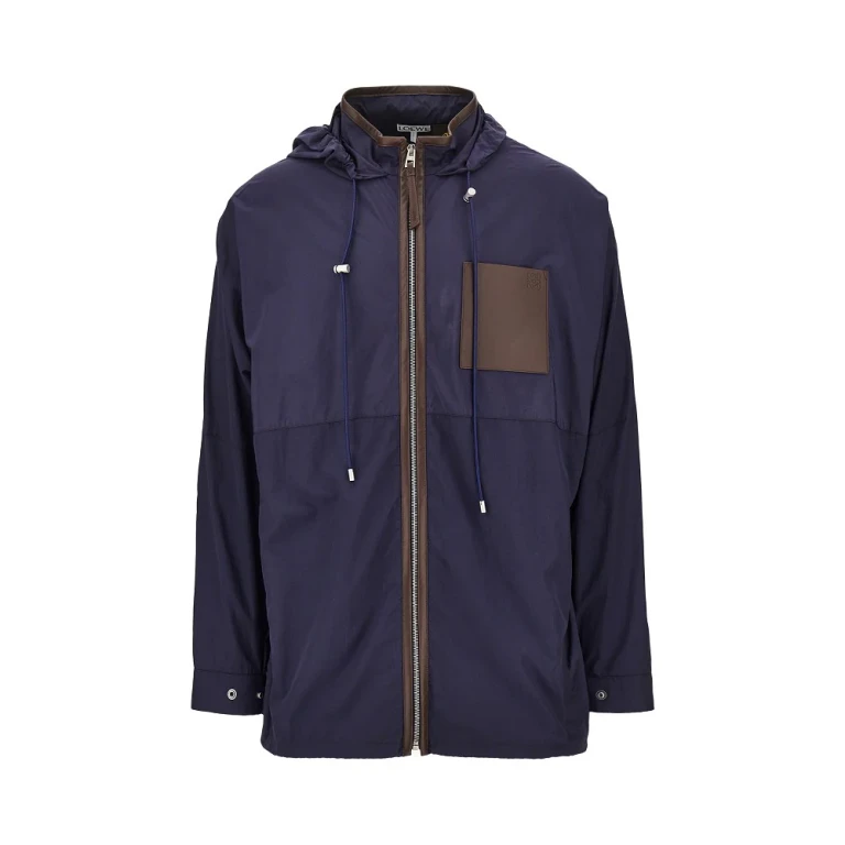 Micro ripstop jacket with leather details Man 46