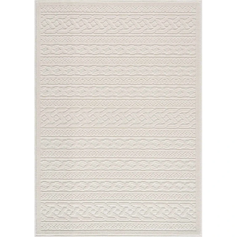 Fadey White 3D Washable Rug