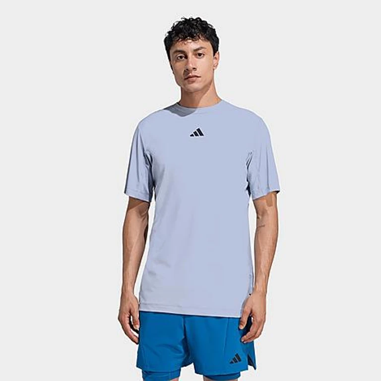 adidas Men's D4T Power 3-Stripes T-Shirt in Halo Silver Size: Small