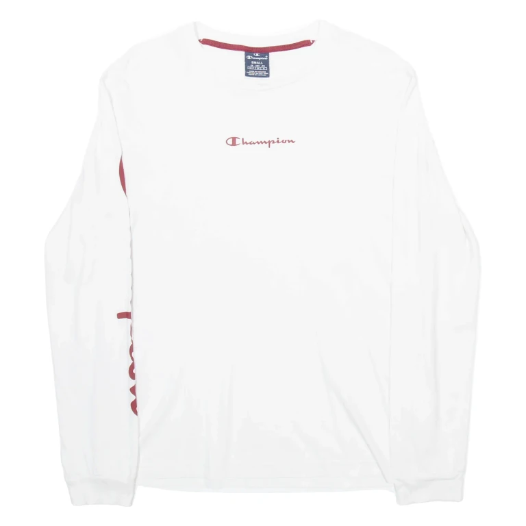 CHAMPION Womens T-Shirt White Long Sleeve S