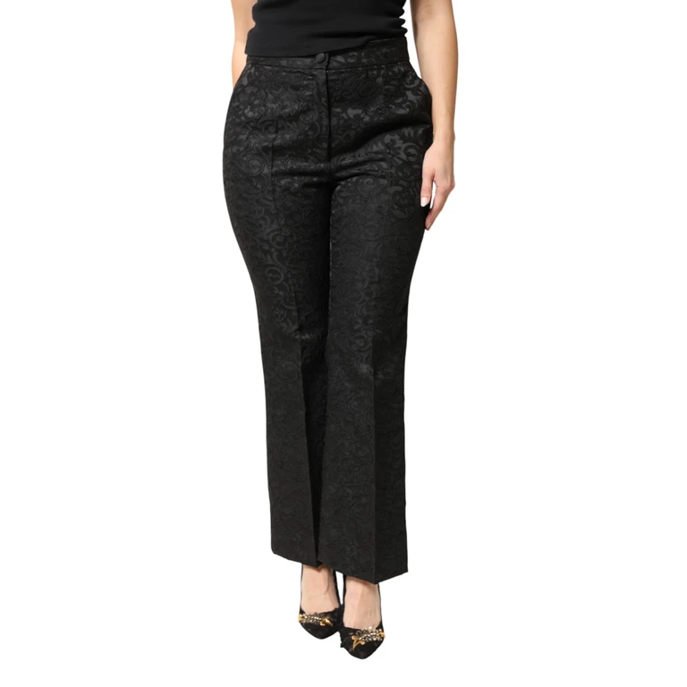 Black Floral Brocade High Waisted Trouser Pants 57+01+pa+pl - Women