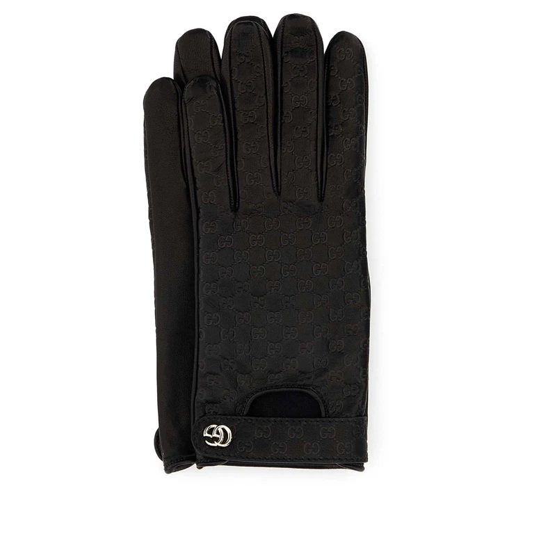 Gucci Black Leather Gloves Guanti - Women