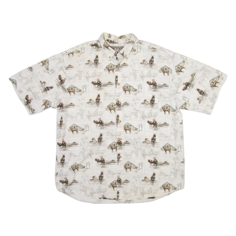 BIT & BRIDLE Horses Mens Shirt White L