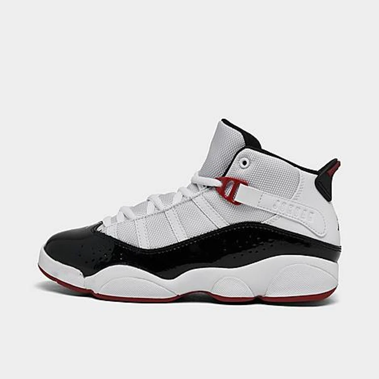 Little Kids Air 6 Rings Basketball Shoes in White/Varsity Red/Black Size: 10.5