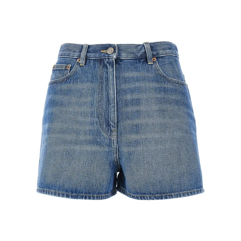Valentino Denim-Shorts mit V Gold Details