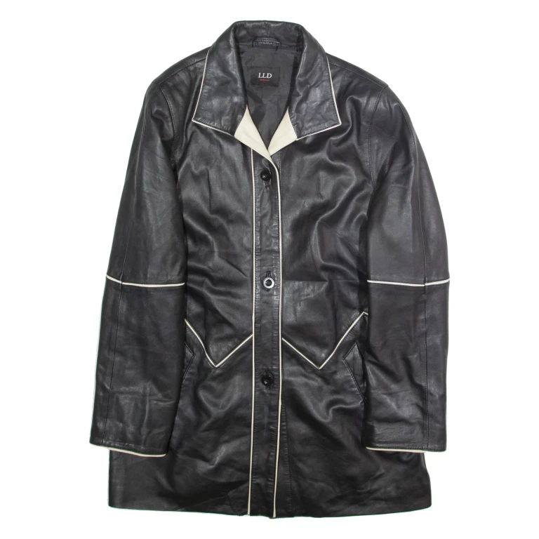 LLD Womens Jacket Black Faux Leather L
