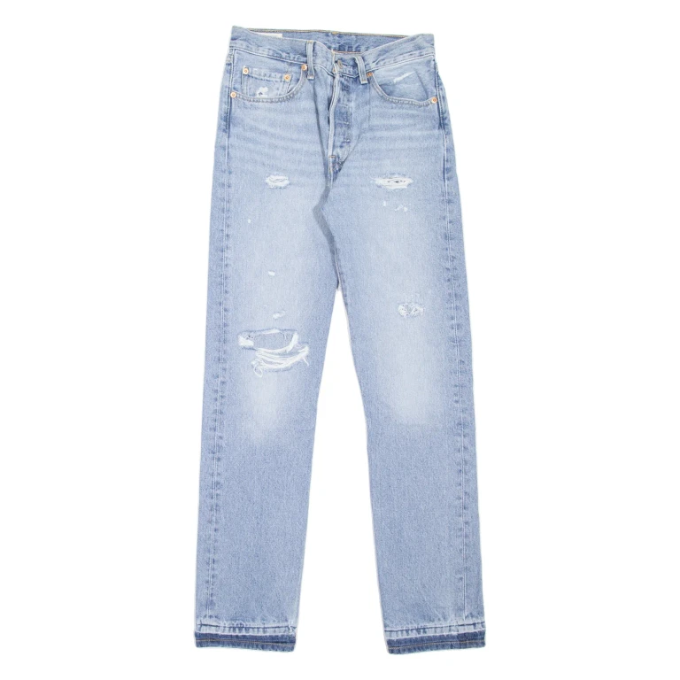 LEVI'S 501 BIG E Jeans Distressed Womens Blue Straight Stone Wash W26 L30