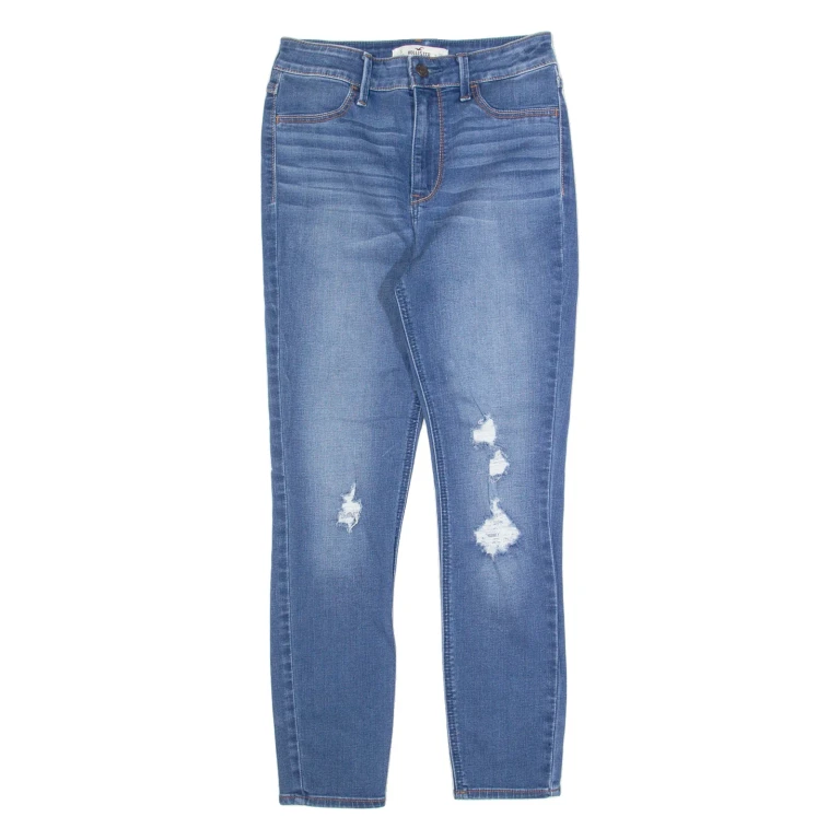 HOLLISTER Distressed Womens Jeans Blue Slim Skinny Stone Wash W26 L25