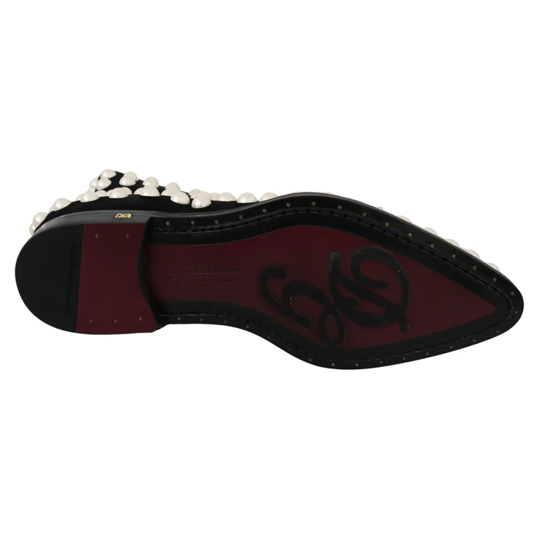Dolce & Gabbana Black Suede Pearl Studs Boots Shoes - Women