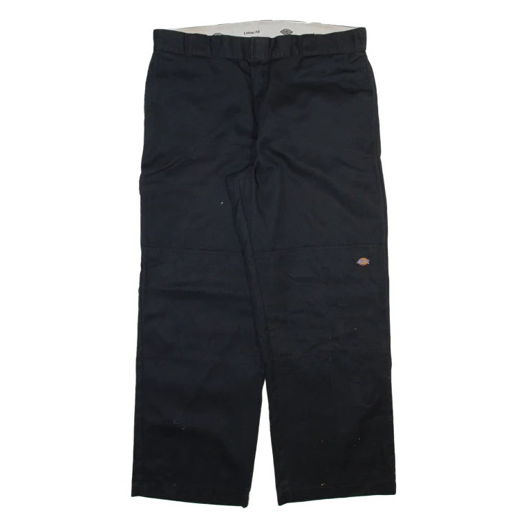 DICKIES Mens Trousers Black Loose Straight W38 L30