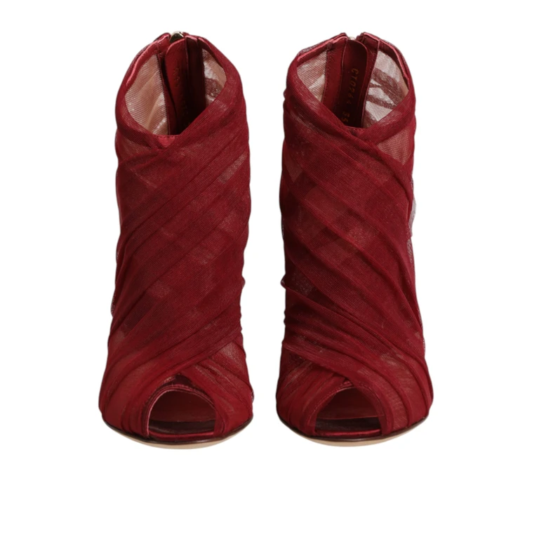 Dolce & Gabbana Red Tulle Ankle Boots Stiletto Heels Shoes 15+pa+se+vi - Women