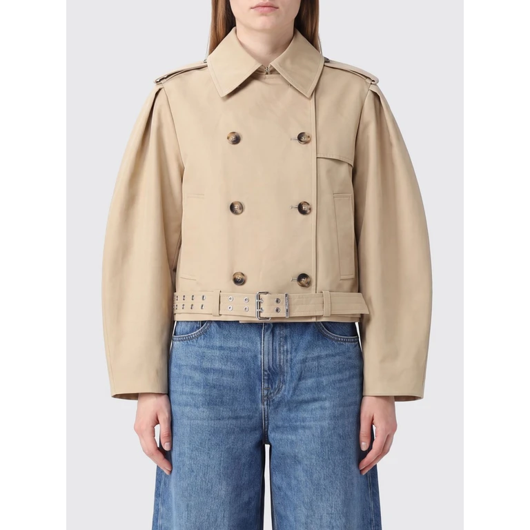 Cropped Double-Breasted Cotton Trench Coat with Balloon Sleeves (A1130003ZZR)