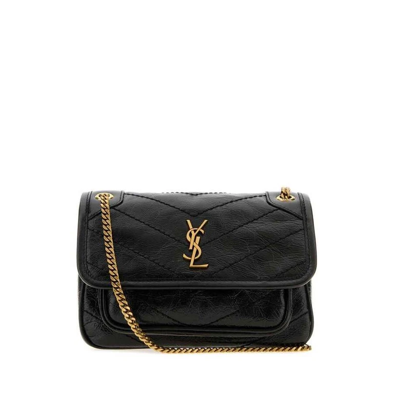 Black Leather Mini Niki Shoulder Bag Nero Borse A Mano