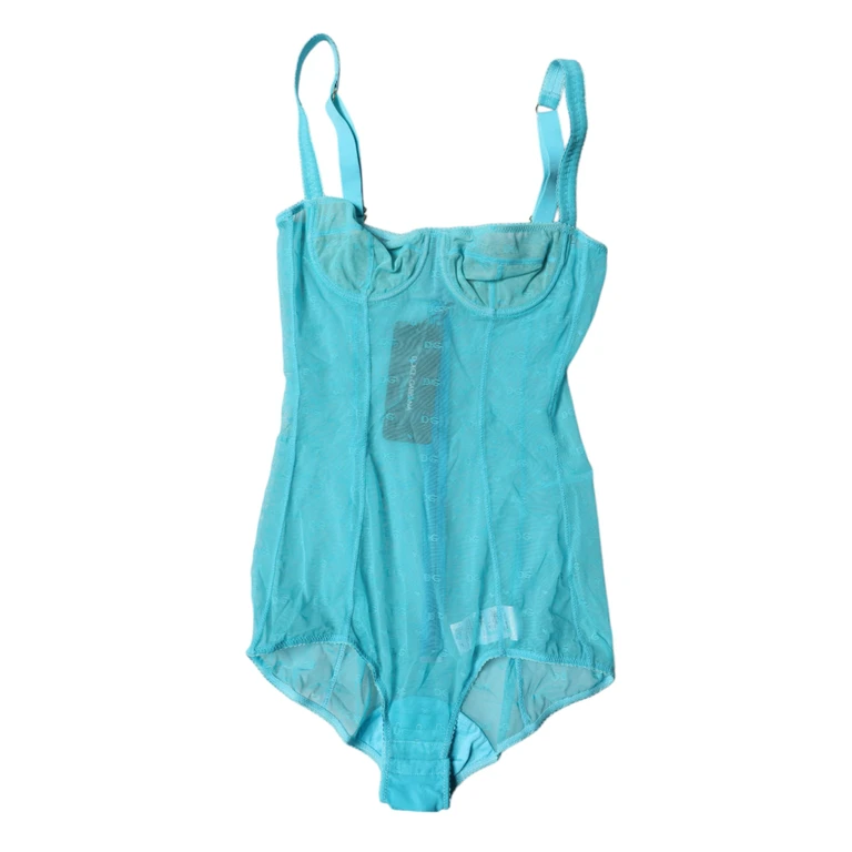 Blue Tulle Balconette Bra Bodysuit Underwear Nylon Elastane Clothing - Women