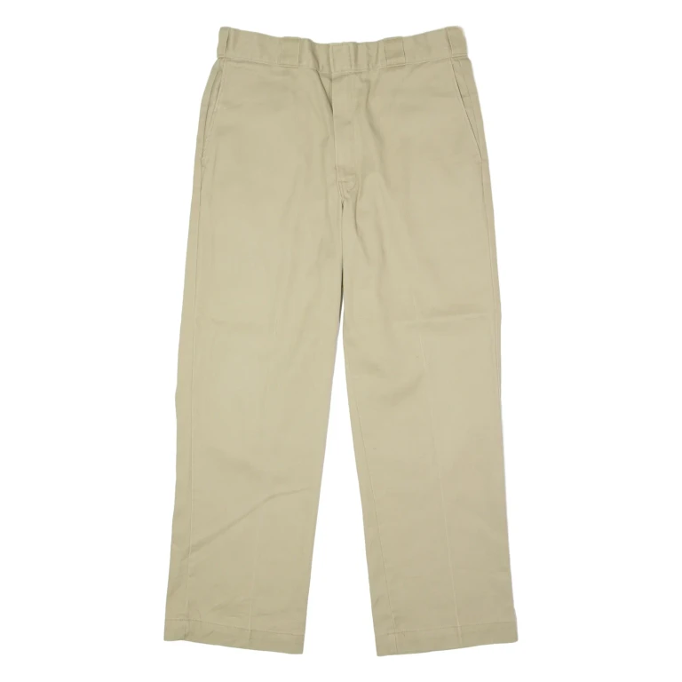 DICKIES Workwear Mens Twill Trousers Beige Slim Straight W34 L29