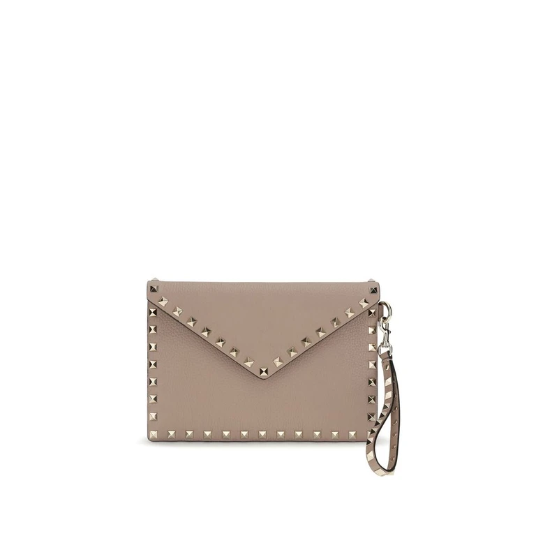 Valentino Garavani Beige Calf Leather Bos Taurus Clutch Bag - Women