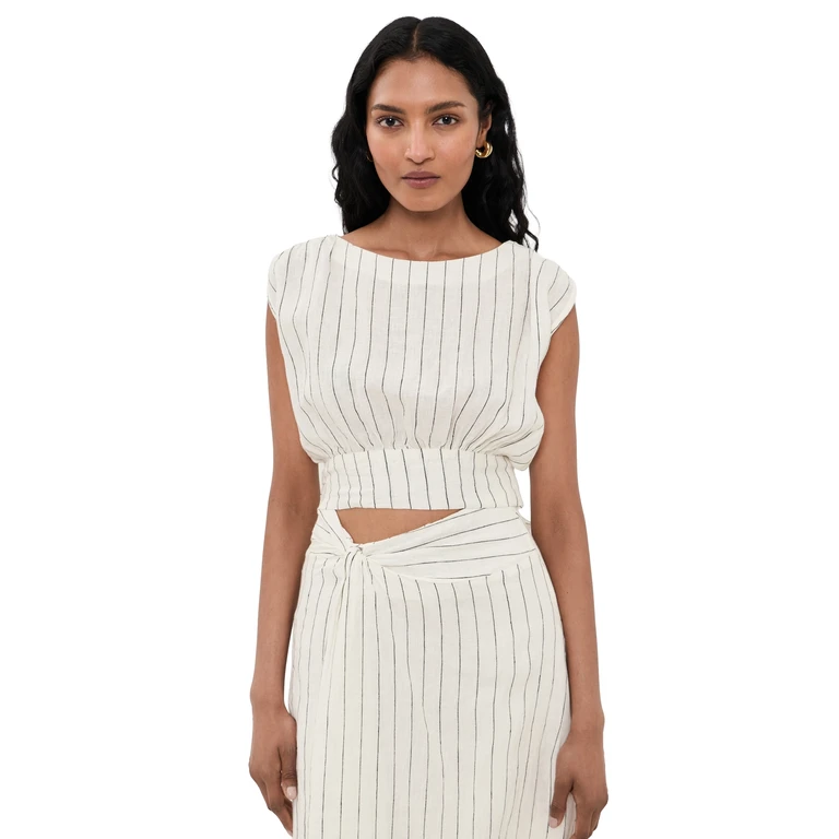 Merlette Shaan Stripe Top Ivory Black Stripe L