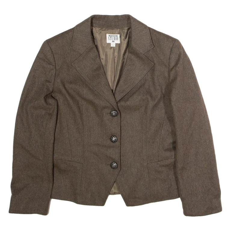 EPISODE STUDIO Womens Blazer Jacket Brown Wool 90s UK 10
