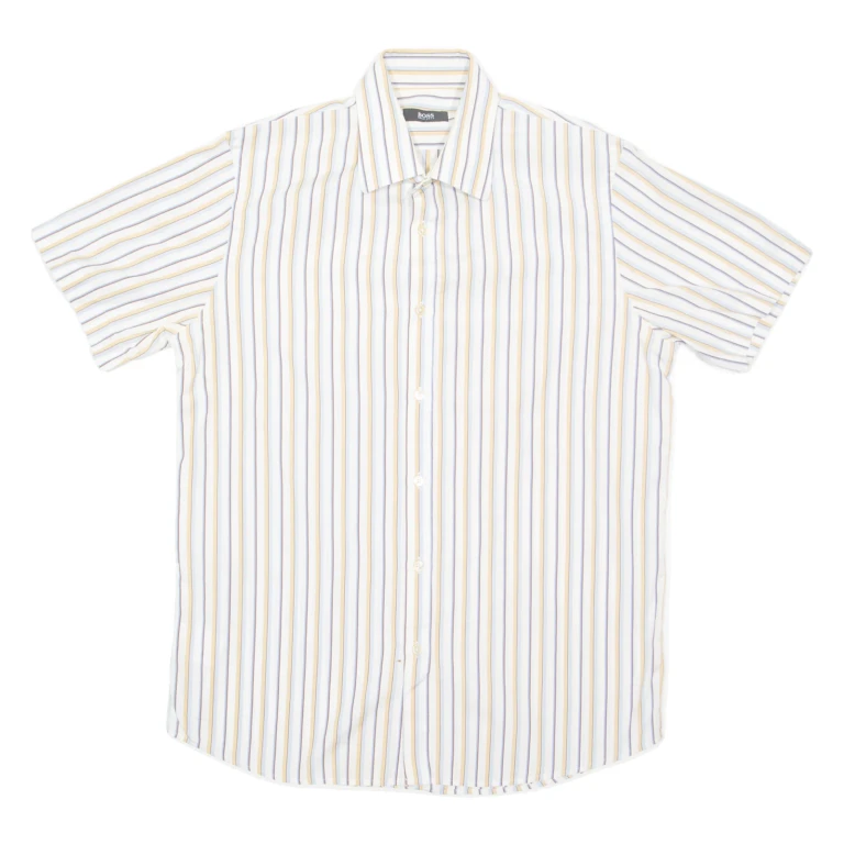 BOSS HUGO BOSS Mens Shirt White Striped L