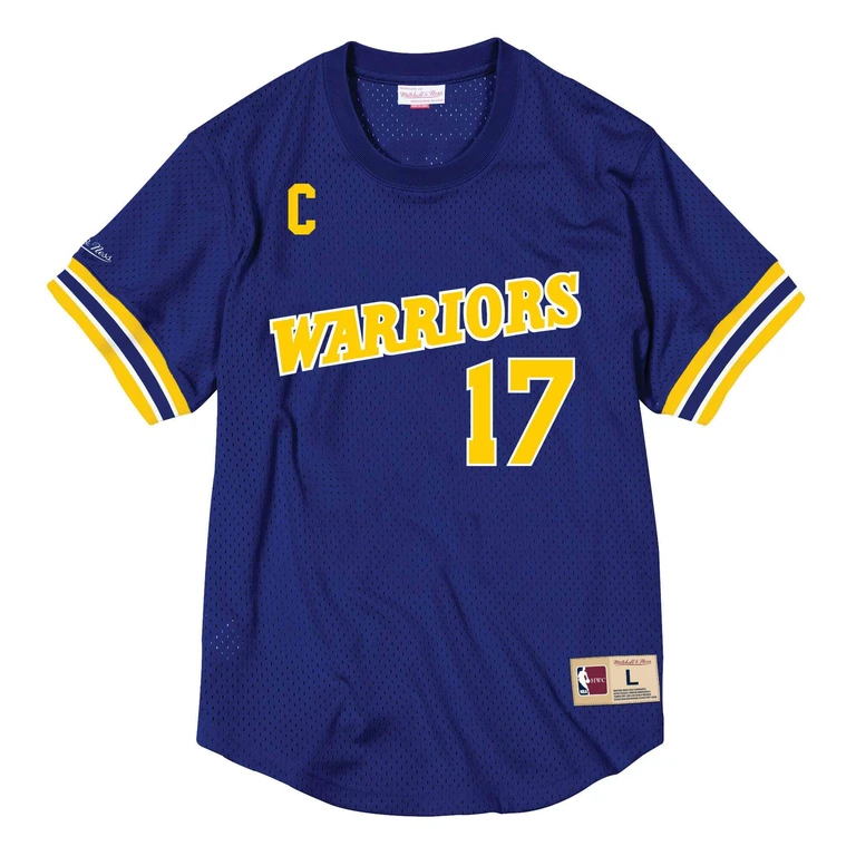 Men's NBA Name & Number Mesh Crewneck Warriors Chris Mullin Jerseys