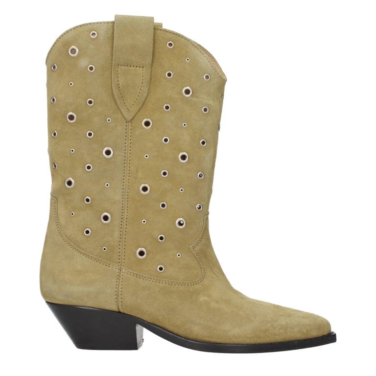 Beige Leather Ankle Boots - Women