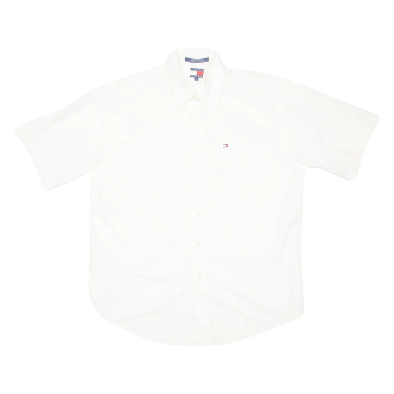 TOMMY HILFIGER Mens Plain Shirt White L