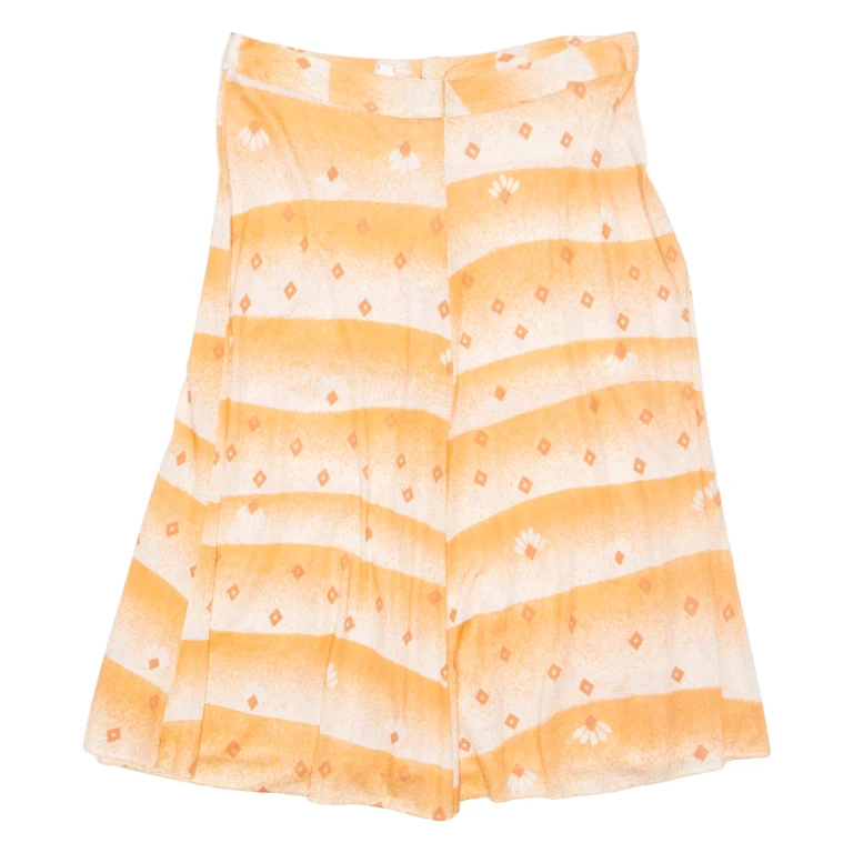 Womens A-Line Skirt Orange Long Viscose Crazy Pattern M