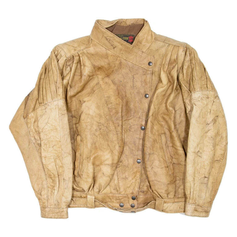 AMARA CUIR Womens Jacket Brown Faux Leather L