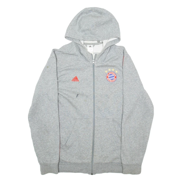 ADIDAS Mens Grey Hoodie Full Zip M
