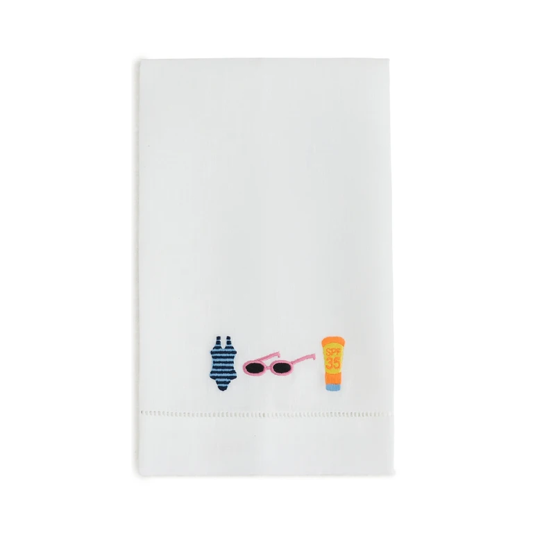 Abbode Beach Icons Tea Towel White One Size